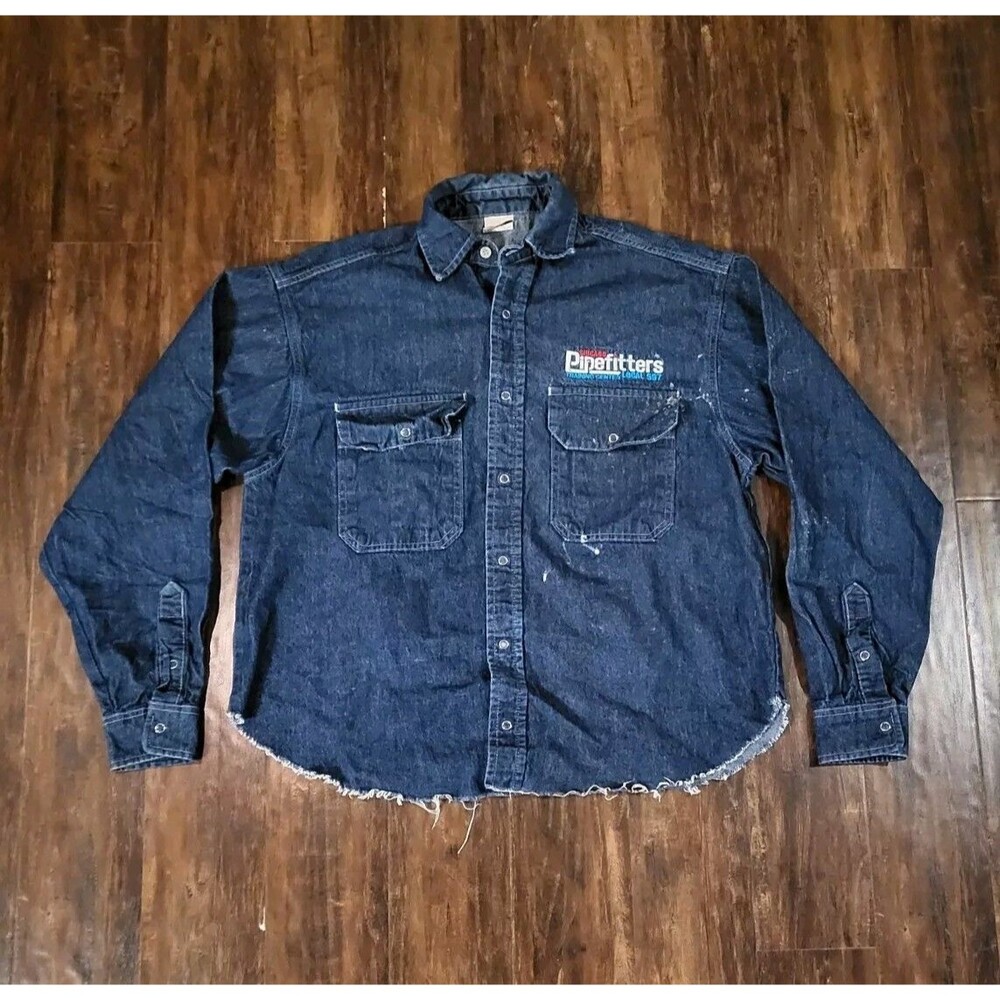 Vintage Union Line Blue Denim Trucker Jacket Mens M Chicago Union Made in USA